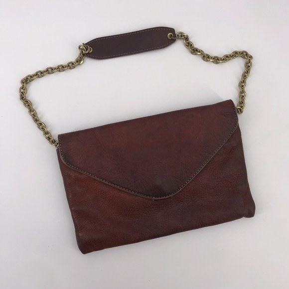 J. Crew Invitation Clutch Rich Brown Leather - Picture 1 of 7